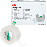 3М Transpore Пластыри гипоаллергенные фиксирующие 2.5 см х 9.1 м, 12 штуки