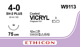 Ethicon Vicryl Хирургическая нить рассасывающ с колющей иглой Викрил 4-0 (M1.5), фиолетовый, 75 см