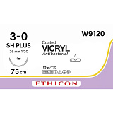 Ethicon Vicryl Хирургическая нить рассасывающ с колющей иглой Викрил 3-0 (M2), фиолетовый, 75 см