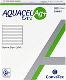 Convatec Aquacel Ag+ Extra Повязка Аквасель Экстра Плюс с серебром и ус волокном Гидрофайбер, 5х5 см