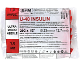 SFM Шприцы инсулиновые трехкомпонентные одноразовые 1мл U-40 с несъемной иглой 29G (0,33 х 12,7) №10