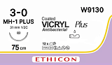 Ethicon Vicryl Хирургическая нить рассасывающ с колющей иглой MH-1 Викрил 3-0 (M2) фиолетовый, 75 см